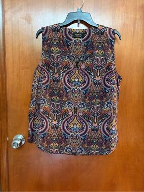 Renee C. Multicolor Paisley Sleeveless Camisole - Rust, Navy, Mustard